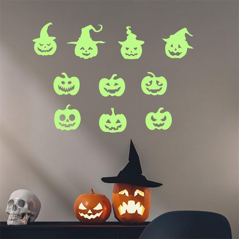 Funny Bat Fluorescence Wall Decal Cartoon PVC Halloween Luminous Stickers Waterproof Cute Night Glow Bat Decal Cartoon