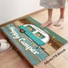 Camping Car Pattern Mat - Colorful Wood Grain with White Letters, Non-Slip Outdoor Rug for RV, Picnic & Travel Decor