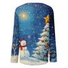 Женская мода круглый вырез пуловер с глубокими рукавами футболка с рождественским принтом топ