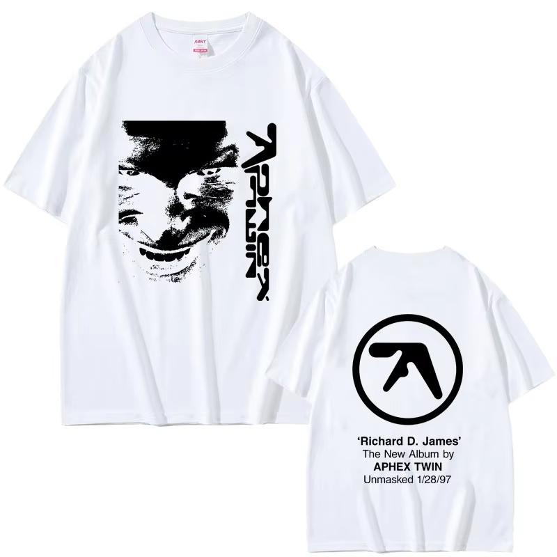 Aphex Twin Face Graphic T Shirt Richard D James Album Print Tshirt Unisex Fashion Electronic Pop Music Short Sleeve Tshirts