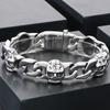 Punk Gothic Men's Bracelets With Skull Head Curb Cuban Chain Man Bracelet for Men Stainless Steel Skeleton Jewelry Accessory