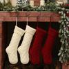 Large Knitted Christmas Stockings 18" Xmas Gift Stocking Hanging Decorations Festive Decor Candy Toys Bag Hanging Stocking for Mantel Window