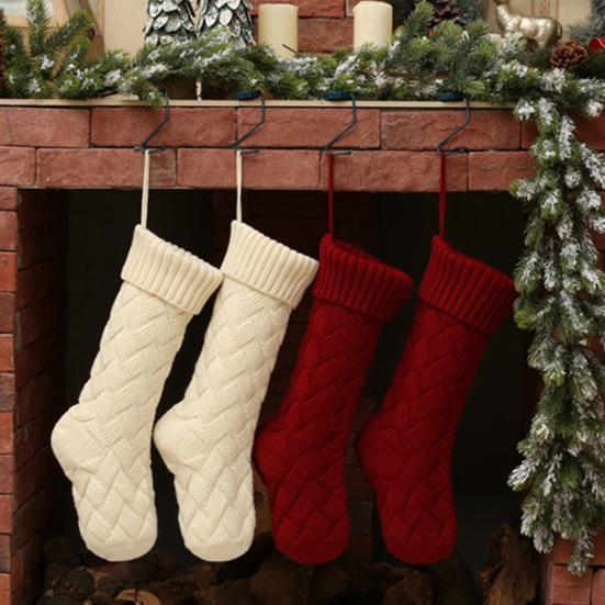 Large Knitted Christmas Stockings 18" Xmas Gift Stocking Hanging Decorations Festive Decor Candy Toys Bag Hanging Stocking for Mantel Window