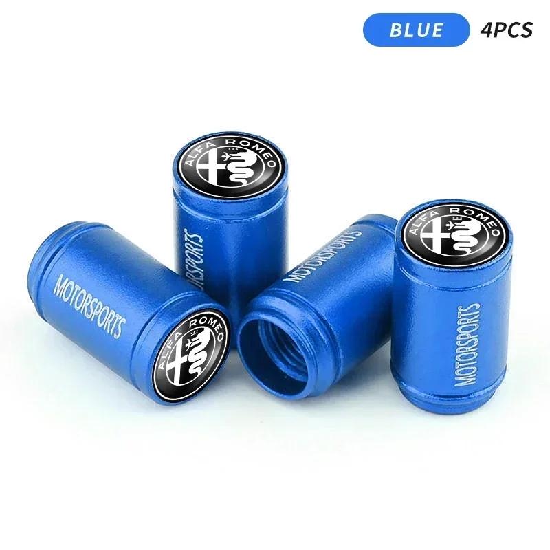 ACPXJ1 4Pcs Metal Car Styling Wheel Tire Valve Caps Cover Accessories For Alfa Romeo 159 Giulietta Giulia 147 Mito 156 166 Stelvio