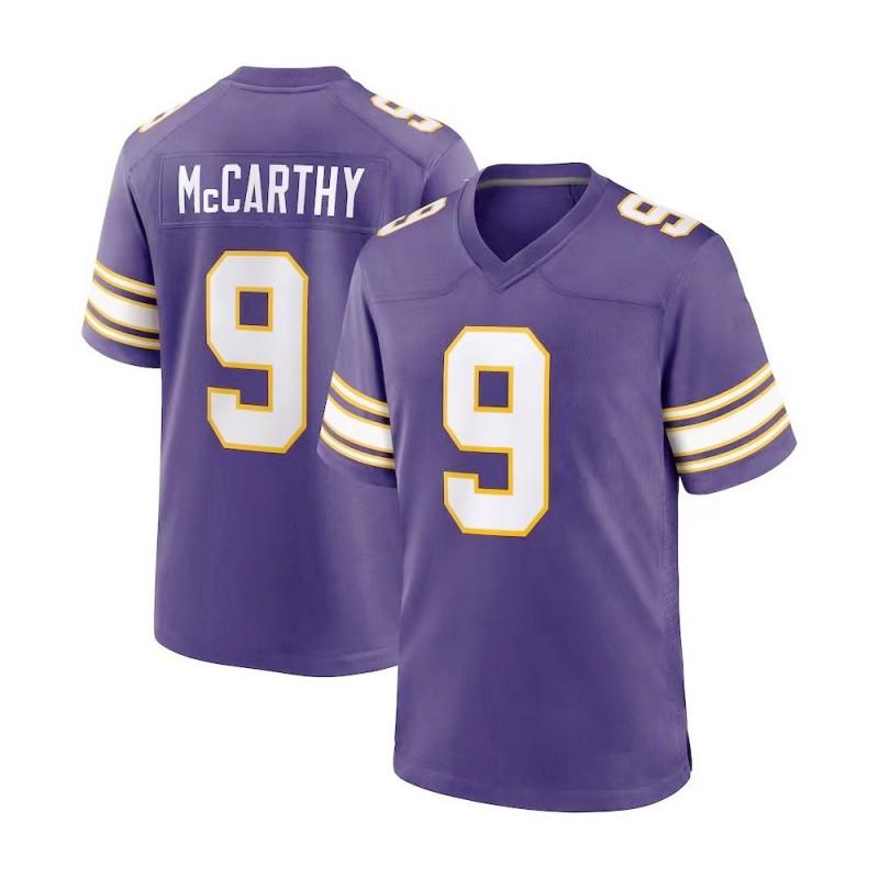 Minnesota Vikings 9 McCarthy 18 Jefferson Football Jersey Embroidered Game Uniform Men Women