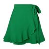 One Piece Lace Up Skirt High Waist Solid Color Ruffled Edge Short Skirt Cross-border Women's Clothing