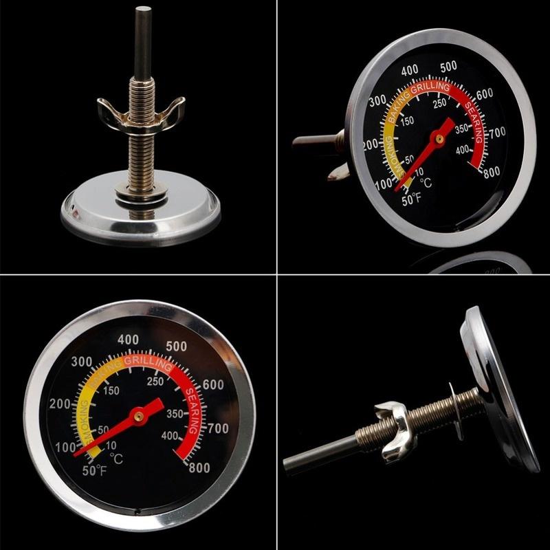 New Stainless Steel BBQ Smoker Grill Thermometer Temperature Gauge 10-400Degrees Celsius ADM