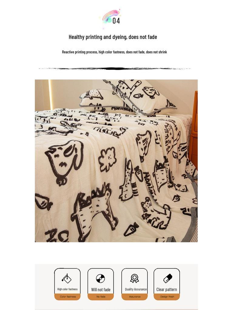 Двусторонняя флисовая плед-одеяло из молочного велюра: Офисный сон, Диван, Толстый, Теплый стиль