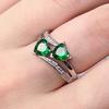 2026 Design Double Heart Shape Zircon Ring European and American Ring Jewelry