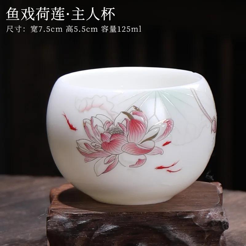 Портативная чашка из белого фарфора с жировым нефритом, чашка со знаком китайского зодиака, чайная чашка ручной работы, керамическая индивидуальная чашка, мастер-чашки для чая