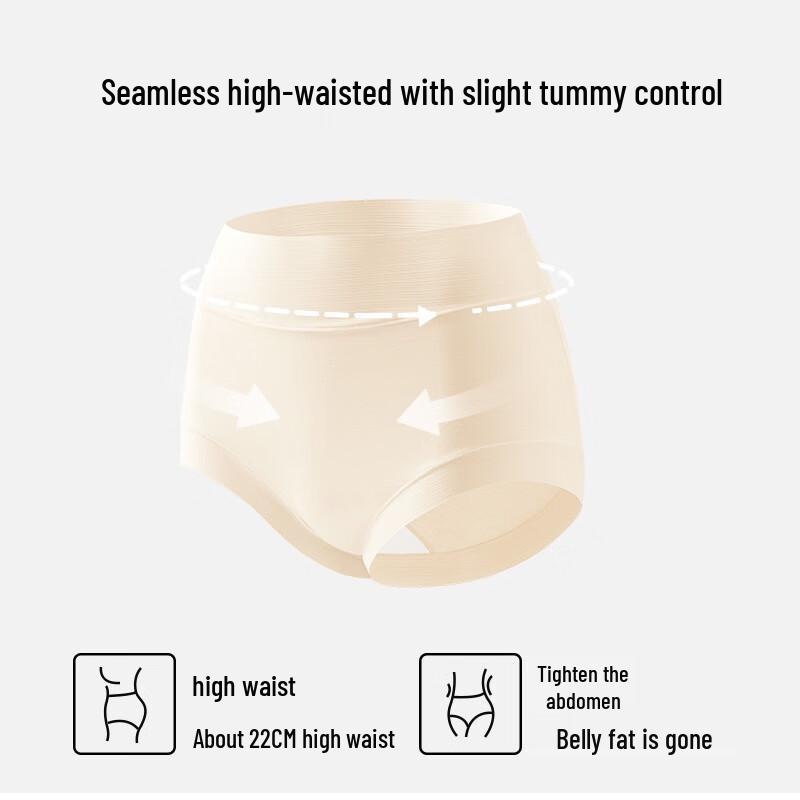 Odeifen Women's High-Waist Briefs with 5A Antibacterial Mulberry Silk Crotch