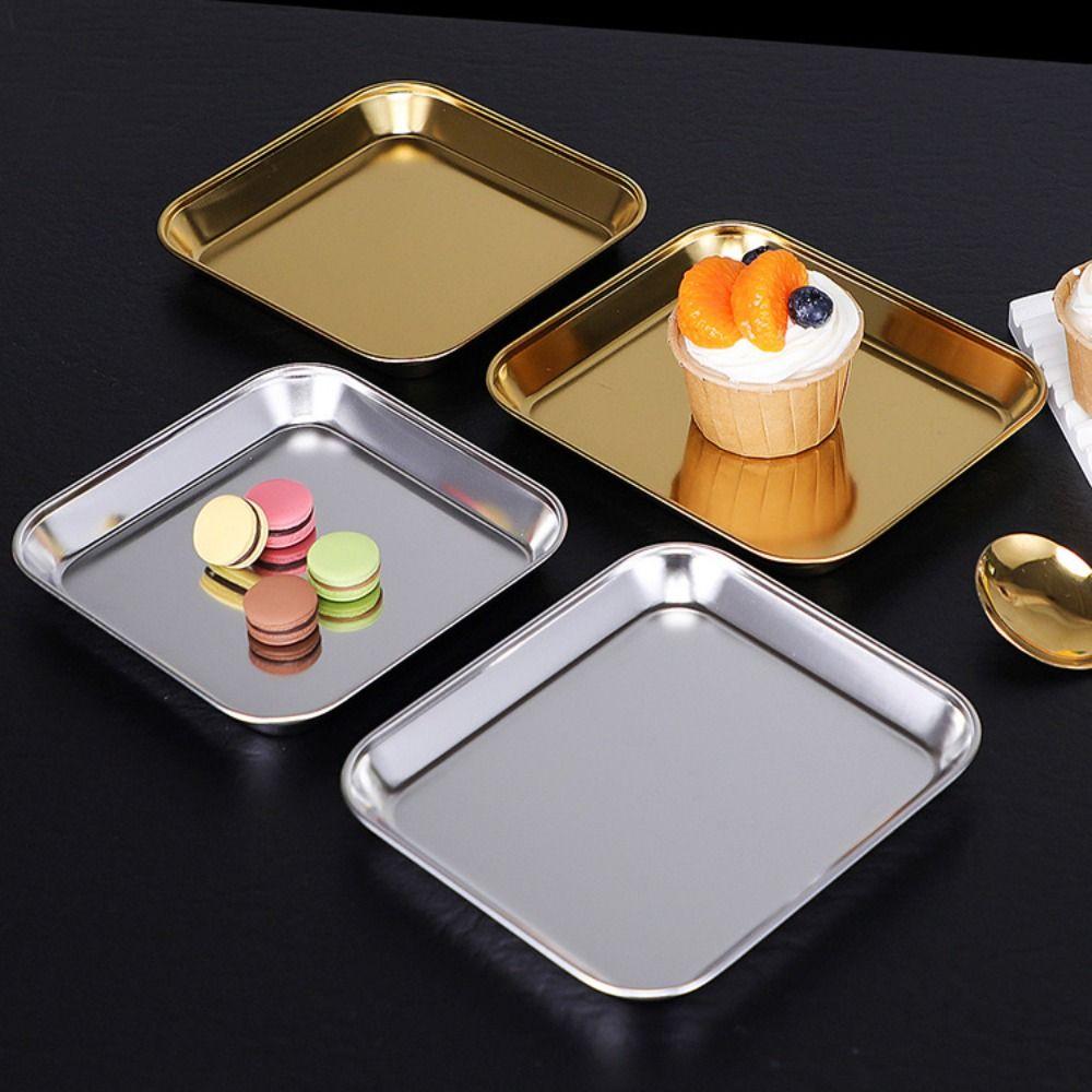 Fruit Cake Snacks Tray Tableware Dish 304 Stainless Steel Steak Plate Kitchen Accessories