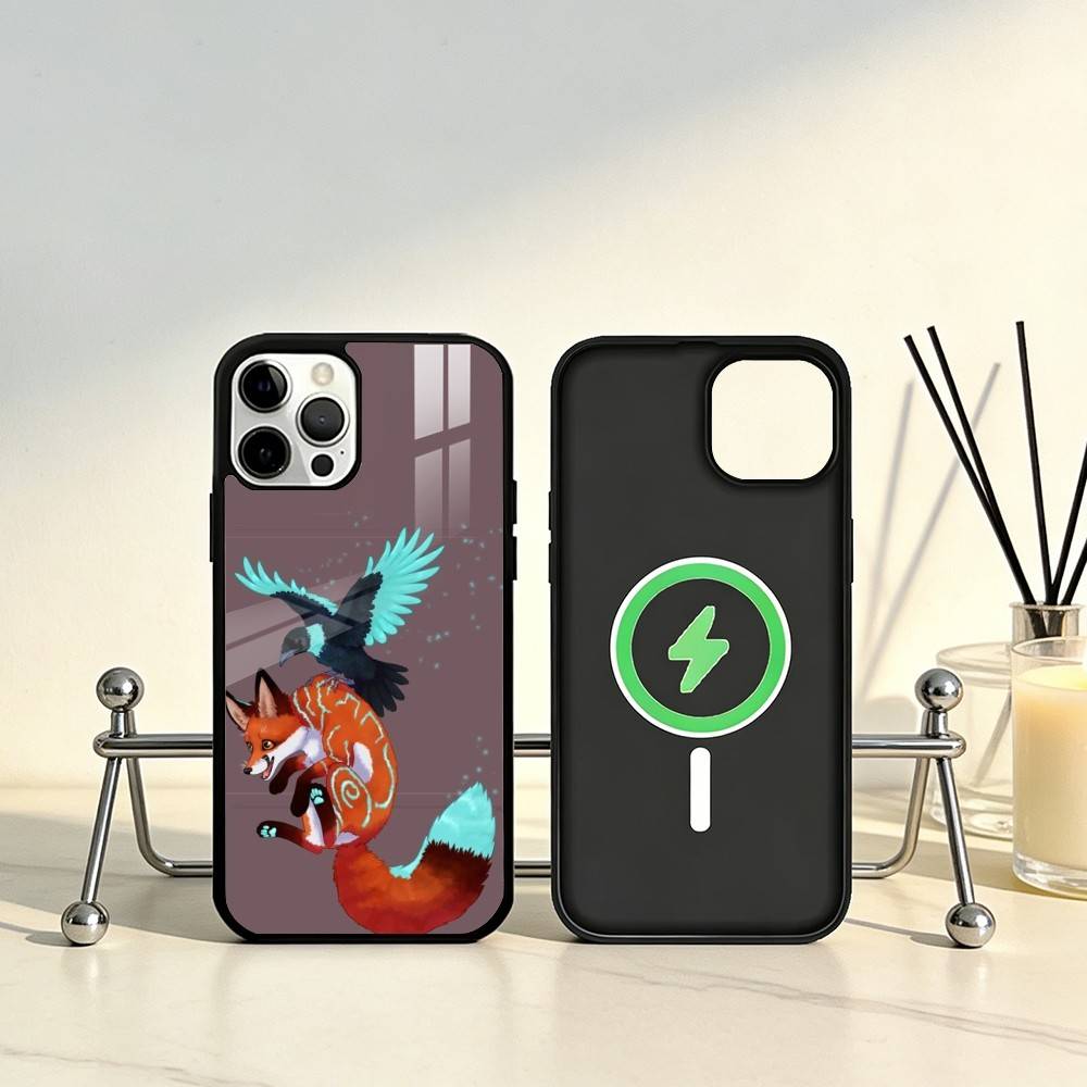 Cute Fox Cartoon Phone Case For iPhone17,16,15,14,13,12,11 Plus,Pro Max Magnetic For Magsafe Wireless Charging