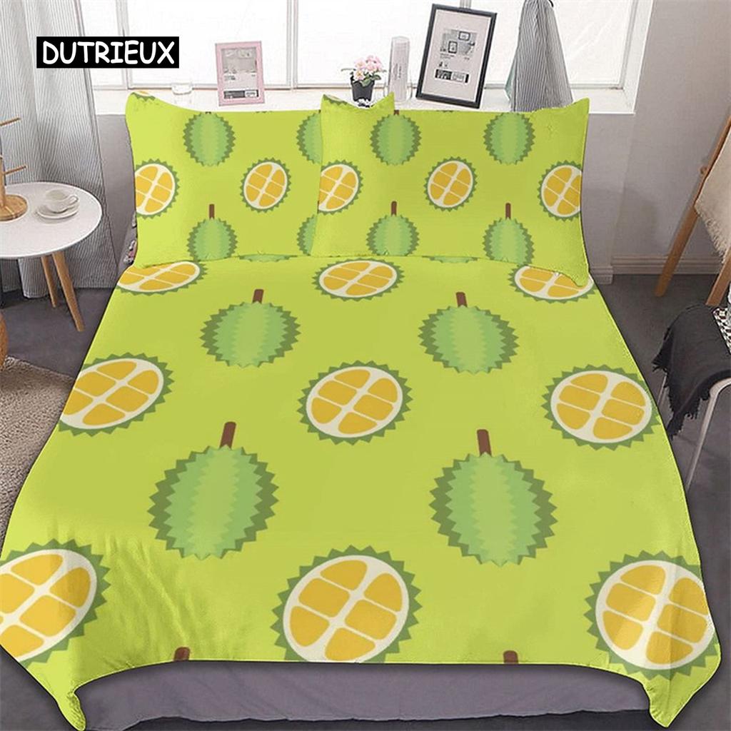 Тропические фрукты дуриан пододеяльник микрофибра комплект постельного белья 3D принт пододеяльник с наволочками король для подростков взрослый спальня декор