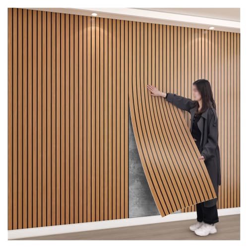 Wood Slat Wallpaper, Peel and Stick Wallpaper, Wood Texture Wall Panels, Grating Stripe Contact Paper, for Living Room (L9.84xW1.97ft)