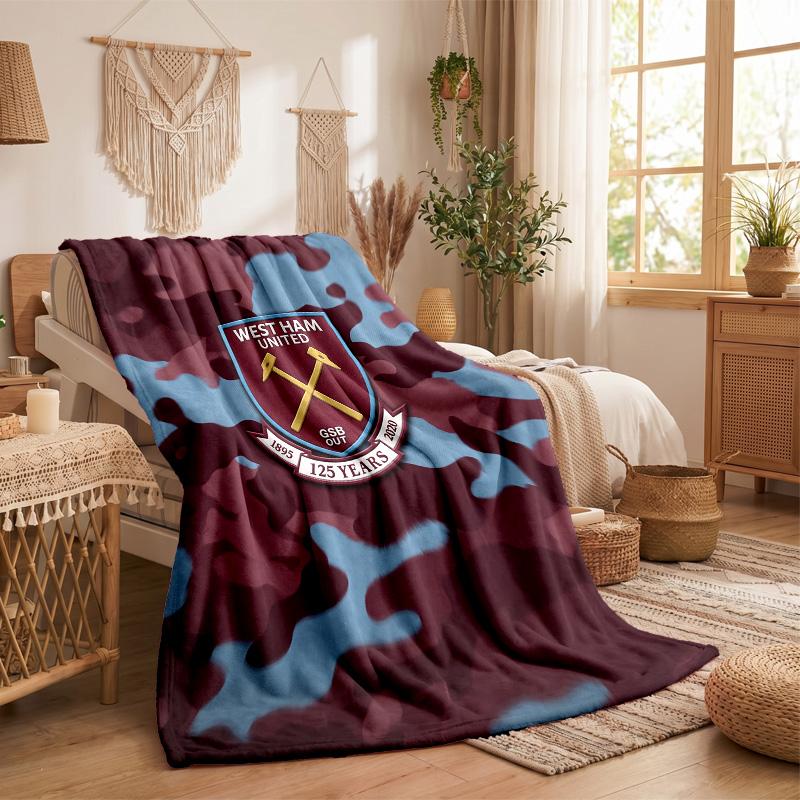 West Ham United Football Print Flannel Blanket Soft Warm Sofa Bed Throw Blanket For Home Office Bedroom