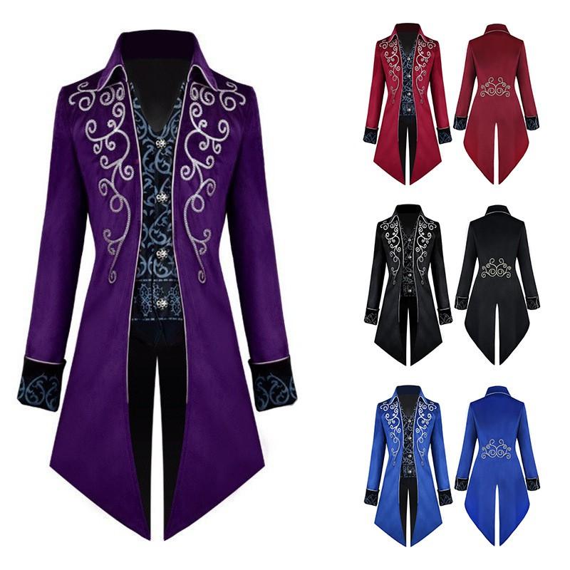 Vintage Tailcoat Gothic Vampire Cosplay Coat Medieval Court Stage Performance Jacket Halloween