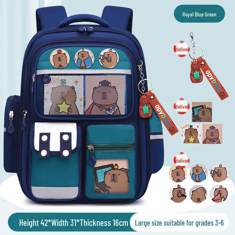 Легкий рюкзак большой вместимости Capibara для девочек начальной школы, 1-6 класс, с защитой позвоночника