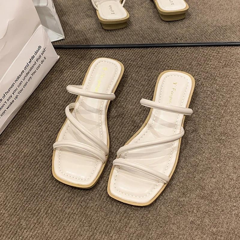 Мода 2024 года, французские тапочки, женские летние новые плоские тапочки One Word с Fairy Wind, пляжные тапочки Ins Tide