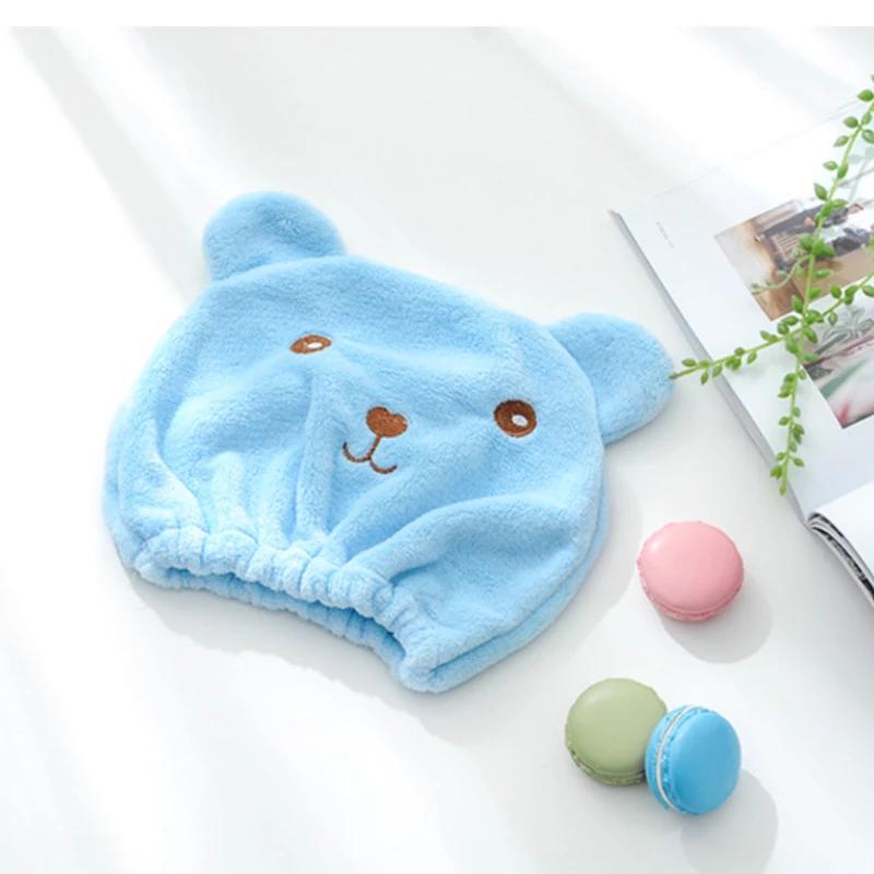 Thickened Bear Hair Drying Cap, Microfiber Material. Highly Absorbent and Quick-Dry Head Wrap Towel for Curly Long Thick Hair