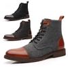 Men's Business Work Short Boots Casual Pointed Toe Mid-Top Dress Chukka Booties Ankle Boots Lace-Up Lightweight Anti-Slip High-Top Dress Shoes for Men