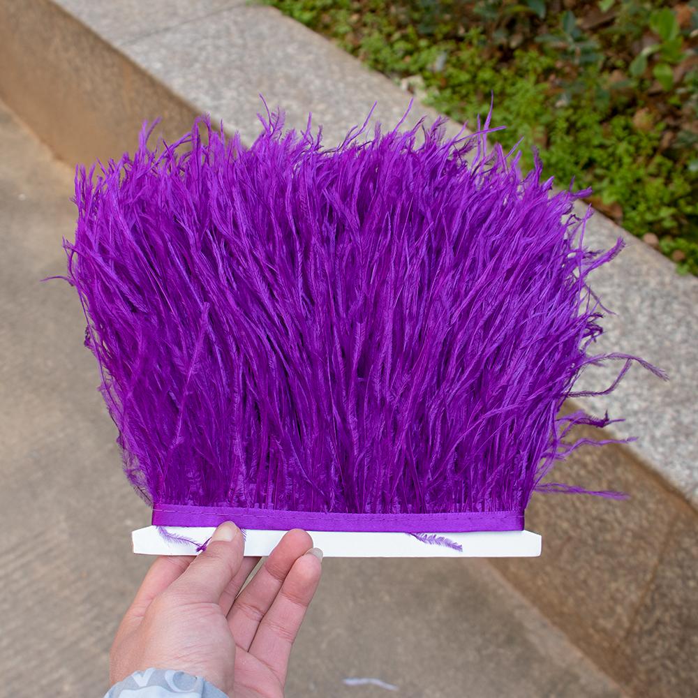 1/5/10Meters Light Purple Ostrich Feathers Ribbon 8-10cm/3-4Inch Long Feather Trim Fringe for Party Costumes Sewing Accessories