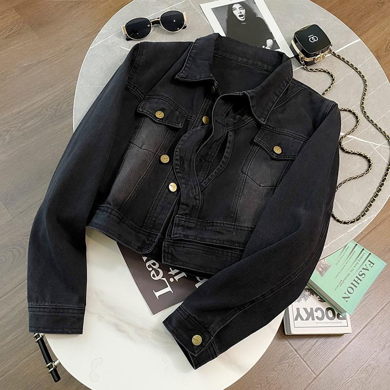 Женская осенняя новая модная ретро повседневная свободная джинсовая короткая куртка