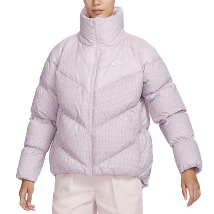 Nike Therma-Fit Повседневный короткий пуховик с воротником-стойкой Женские куртки Фиолетовый FD8212-019