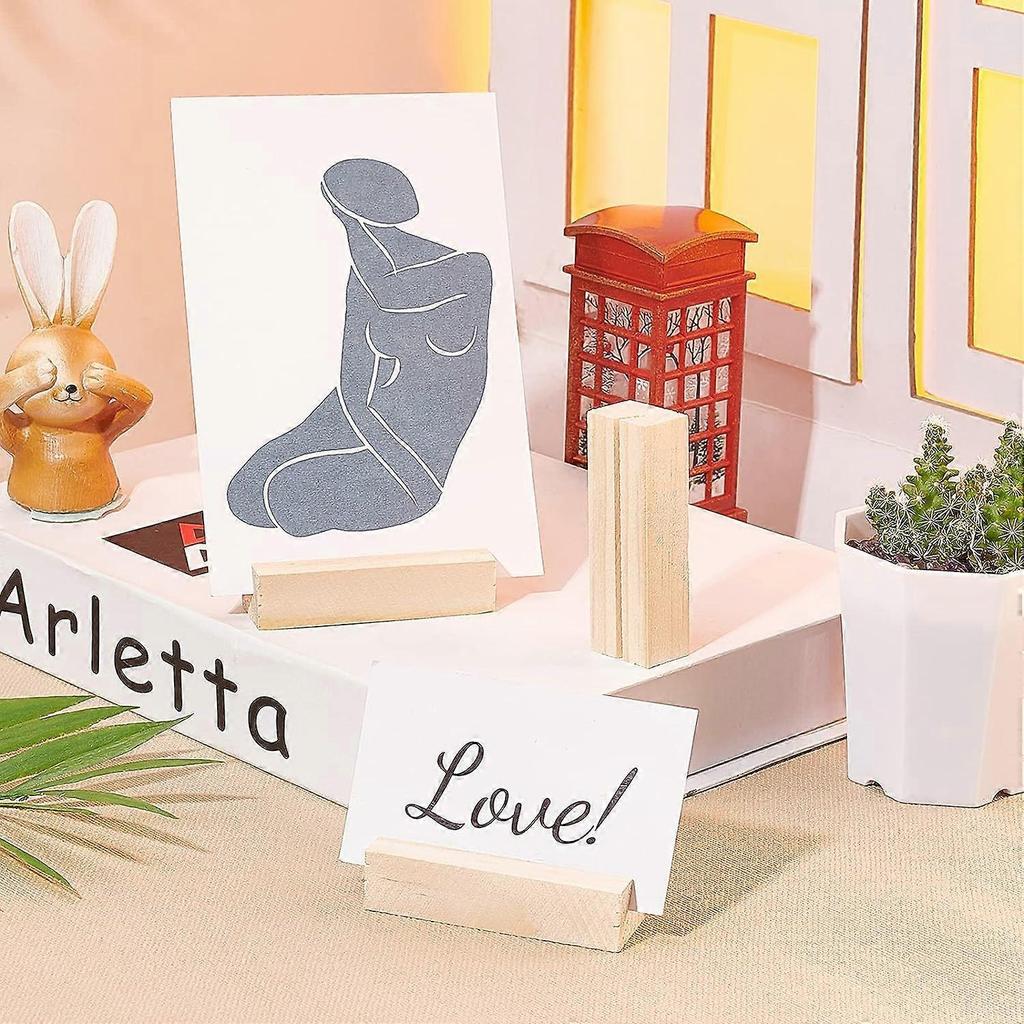 7PCS Wood Place Card Holders Wood Name Card Holder Table Number Stands for Wedding Party Events Decoration Double Side Display Mini Blackboard