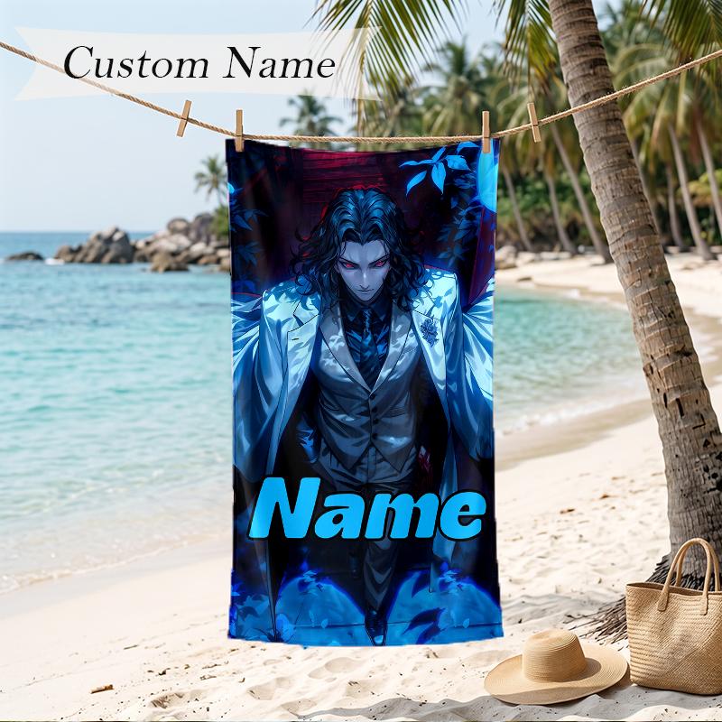 Muzan Kibutsuji Custom Name Printed Beach Towel Personalized Soft Towel For Swimming Beach Travel