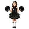 Girls Cheerleading Outfit Sleeveless Halter Sparkling Sequins Backless Tulle Tutu Dress Flower Balls Headwear Socks Set