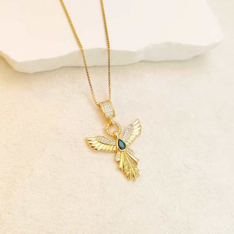 Ожерелье «Крылья ангела» Женское Премиальное Личность Универсальное Атмосферное Циркон Феникс Расправляющий Крылья Подвеска Цепочка на ключицу
