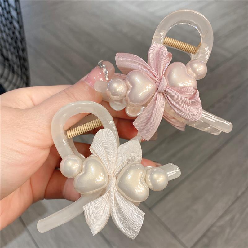Заколка для волос Pearl Bow Grip для женской прически «половина прически собрана наверх»