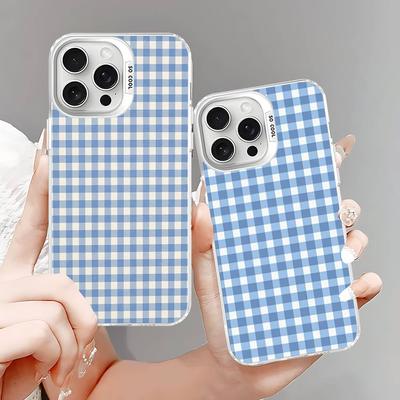 Простой шикарный чехол для телефона с решетчатым узором для iPhone 17 16 15 14 13 12 11 Pro Max Plus Pro, цветной корпус