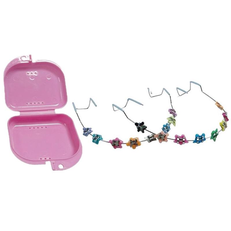 1 пара мультяшных стоматологических металлических брекетов, дуга без крючков, металлические брекеты и лигатурные проволоки, красочное временное украшение для зубов