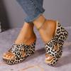 Lucyever Сексуальные босоножки на высоком каблуке с леопардовым принтом, женские летние тапочки на платформе с квадратным носком, женские модные шлепанцы на толстой подошве