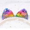 4Pcs Upscale Glitter Sequin Cartoon Cat Ears Appliques Padded Patches Stick On Supplies Planar Scrapbooking