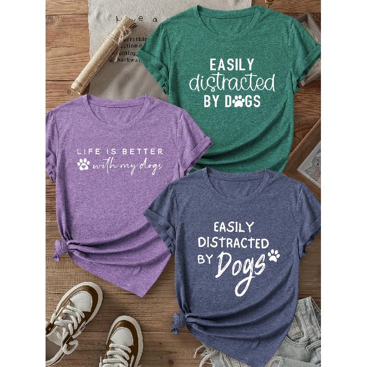 Fashionable white kitten paw heart series English letter combination gift print pattern round neck3Short-sleeved shirt T Shirts for women in spring,