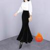 Golden Velvet Fishtail Midi Skirt for Women – 2024 Autumn/Winter Collection