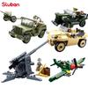 Набор строительных блоков «Военный патрульный автомобиль Второй мировой войны, Сухопутные войска, Высадка в Нормандии» - Классические детские игрушечные кубики с фигурками солдат армии