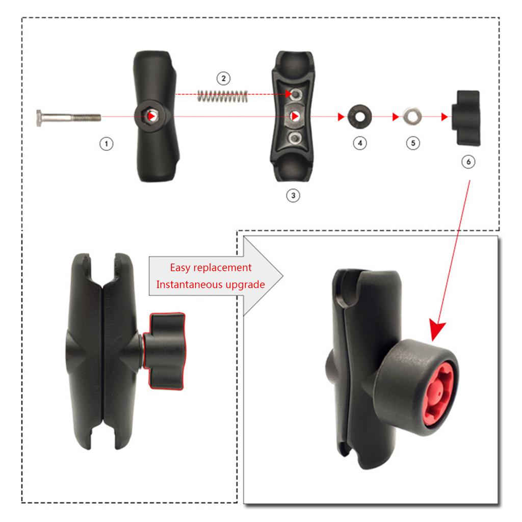 Durability RAM Mount Composite 9cm Double Socket Arm for 1-Inch Ball Base Wear-Resistant Motorcycle RAM Mount Base