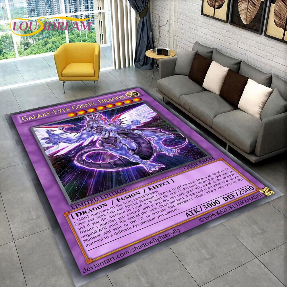 Monster Gold Card Cartoon Yu-Gi-Oh Anime Blue Eyes Dragon Game Carpet Rug for Bedroom Living Room Home Sofa Decoration, Коврик для пола