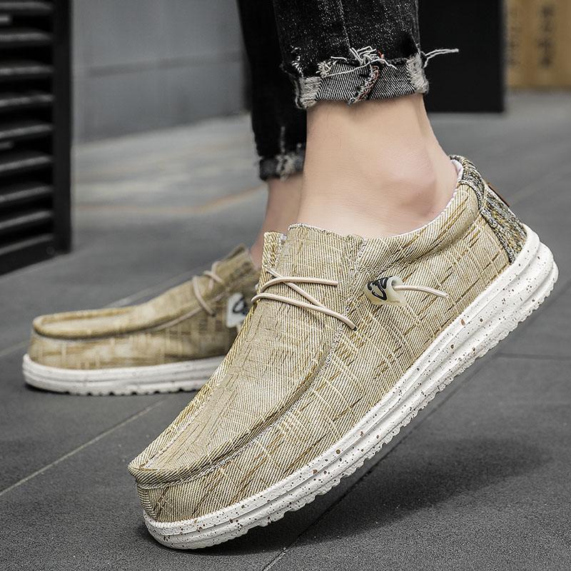 Летняя джинсовая парусиновая мужская дышащая повседневная обувь, уличные нескользящие кроссовки, удобная обувь для вождения, мужские мокасины, большой размер 40-48