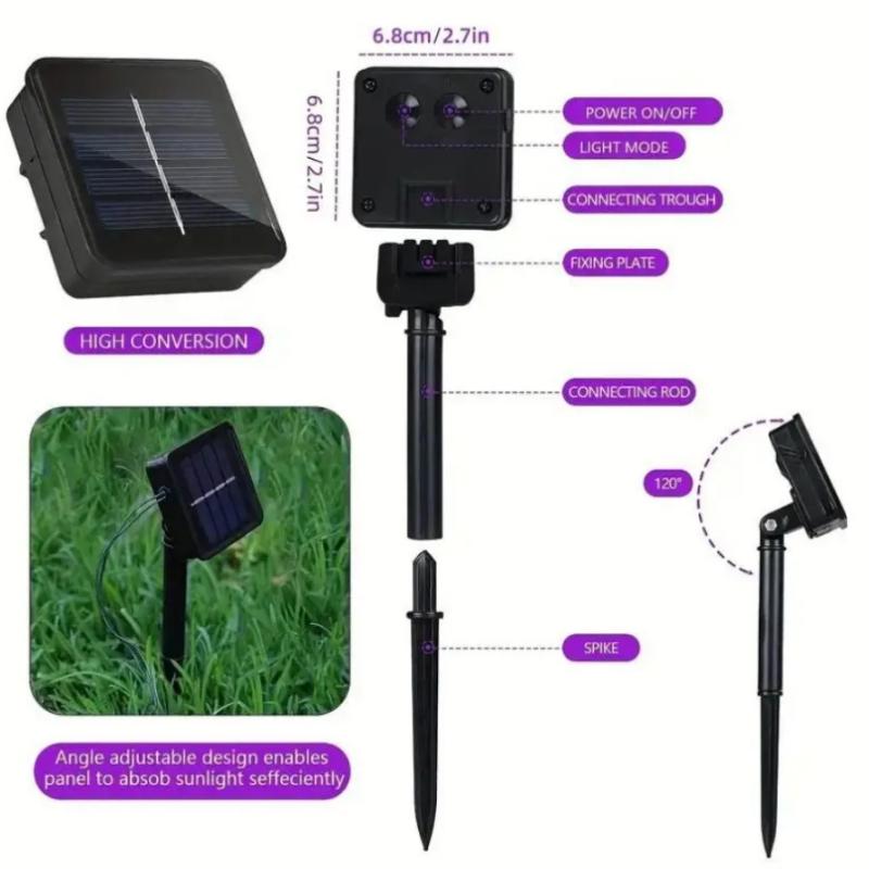 6.5M 30LED Solar String Sakura Lights LED Outdoor Waterproof Festival Garden Decorative Lights Christmas Tree Decorative Lights