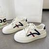 Women's White Shoes New Fashion Sports and Leisure Lace-up Flat All-Match Thick Bottom Color Matching Comfortable Board Shoes