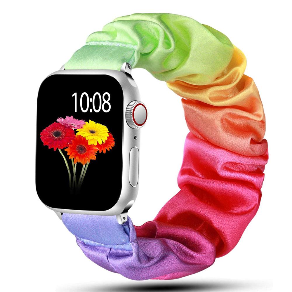 Ремешок-скранчл для Apple watch band 44мм 40мм 41мм 45мм 38 42мм 49мм Эластичный нейлоновый браслет iWatch series 3 6 se 7 8 9 ultra 2