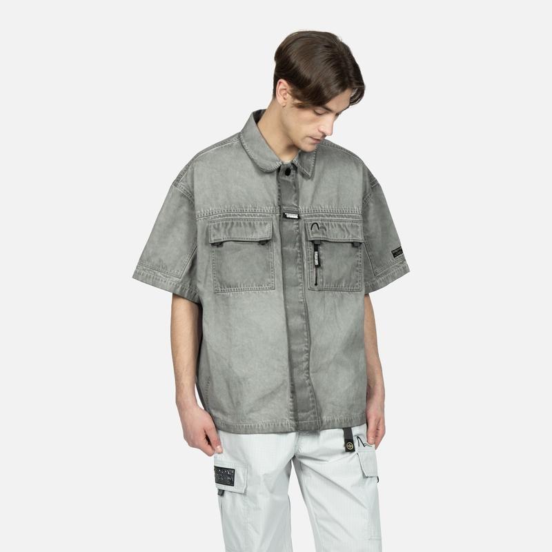Evisu Рубашка с принтом из нескольких логотипов Мужские рубашки Светло-серый 2ESGNM3SS215RXCT
