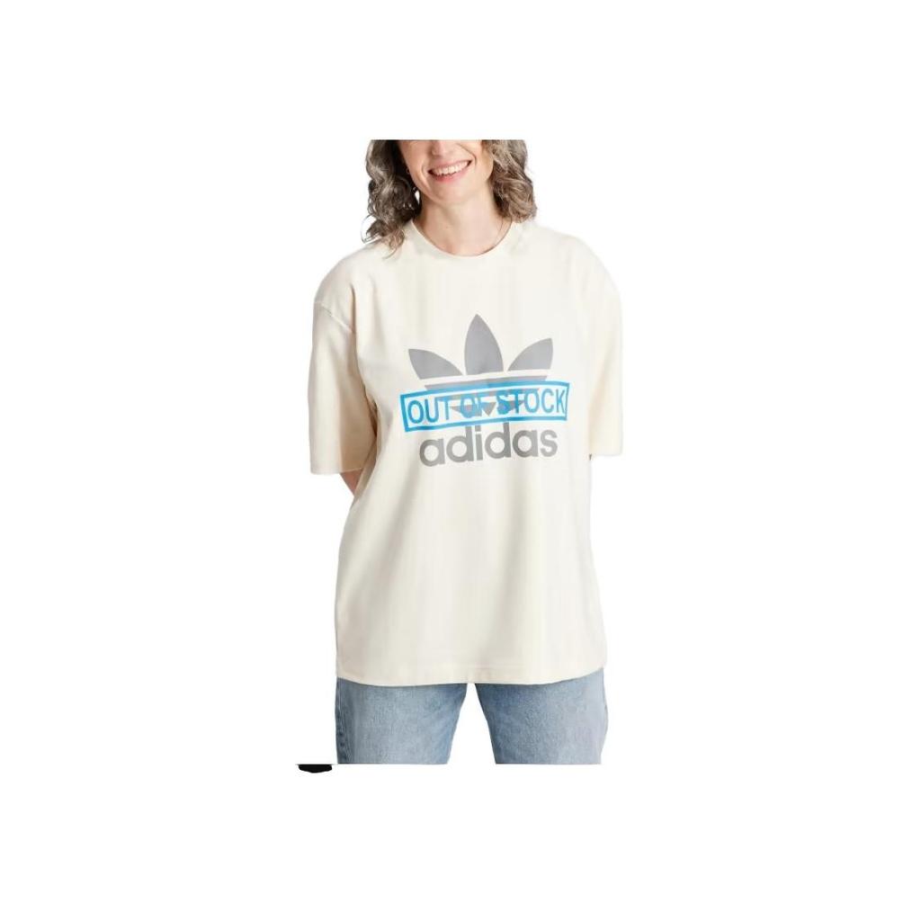 Adidas Футболка Originals X Ksenia Schnaider Collaboration с круглым вырезом, свободная, однотонная, с коротким рукавом, женские топы, цвет: белый IU4760
