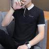 Лацкан Ликра Хлопок Короткий рукав Футболка Мужская Рубашка-поло Вышитая Мужская Блузка Одежда