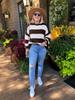 2023 Autumn/Winter Women’s Bell Sleeve Striped Loose Knit Sweater
